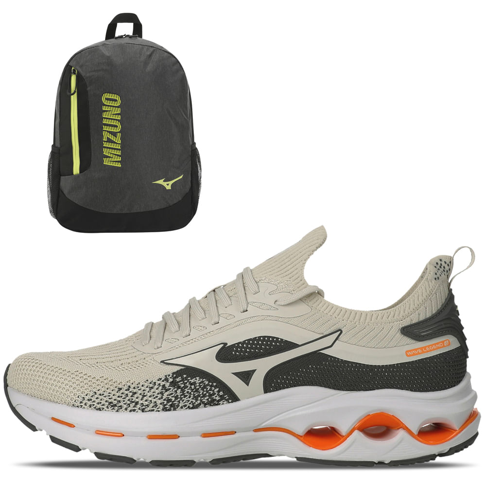 Kit 1 Tênis de Corrida Masculino Mizuno Wave Legend 3 e 1 Mochila Champion New